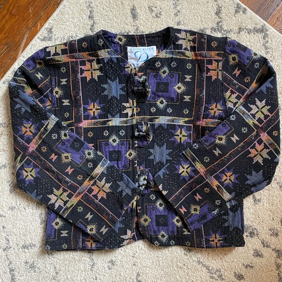 Vintage Southwestern Print Woven Toggle Jacket - Picture 2 of 7